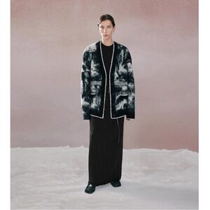 CHICJOC Luxury Mohair Blend Cardigan – Abstract Knit – Size 36